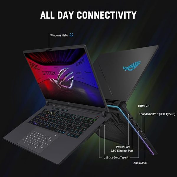 ASUS ROG Strix G16 (G615LR-RV145W) Gaming Laptop – Intel Core Ultra 9 275HX, 32GB DDR5, 2TB SSD, RTX 5070 Ti 12GB, 16” 2.5K Display, Windows 11