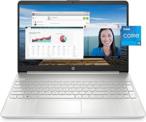 HP 15 Laptop – Intel Core i5-1235U, 8GB RAM, 512GB SSD, 15.6” Touchscreen, 2GB Dedicated Graphics, Windows 11 (Natural Silver)